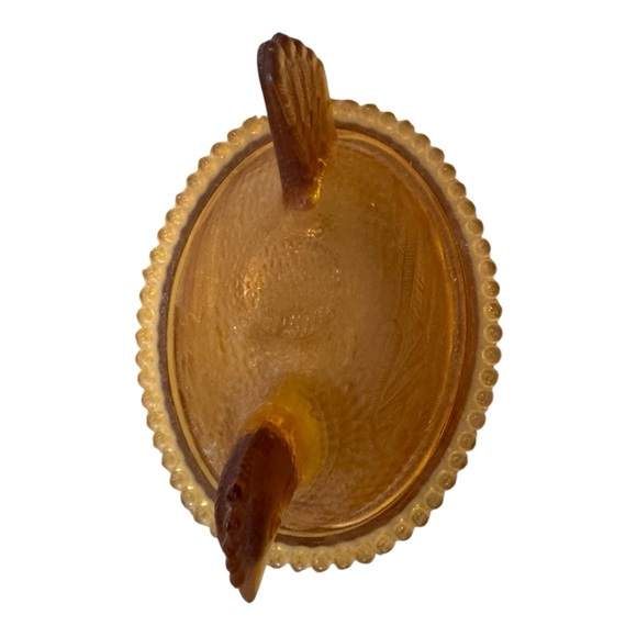 Vintage Indiana Glass Amber Hen on Nest Antique Lidded Dish 7” Collectible - Picture 4 of 12